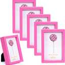 Small Picture Frames, Mini Size Baby Photo Frame, 2x3'', Set of 6, For Tabletop Home Decor, Polaroid Picture Frame with Soft Magnet, Cute Refrigerator Magnets, Pink