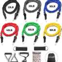 EILISON Resistance Band Kit with Heavy Duty Protective Sleeves for Safe Workout and Soft Anti-Slip Foam Handle, Door Anchor, Ankle Strap for Men and Women Stackable (Multi (13 Pieces))