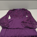 MISSMAY Women's Formal Lace Chiffon Bell Sleeve Wedding Party Long Dress. Purple, Size S