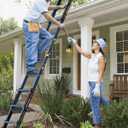 LANBITOU Ladder, A Frame 5 Step Ladder Extension, 17 Ft Anti-Slip Multi Position Ladder, Storage Folding Ladder, 330 lbs Security Load Telescoping Aluminum Ladders for Stairs Home Indoor Outdoor Roof