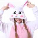 RANRNAR Adult Onesie Pajamas,Halloween Animal Costume,Cosplay Christmas Sleepwear Jumpsuit onesie for women (White, S)