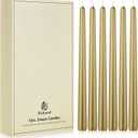 New Burning Formula Unscented Dripless 12-Inch Taper Candles Set of 12 - Gold, for Wedding, Dinner - Smokeless, Long Burning - Hand Poured, Colored Tall Candlesticks - Oro