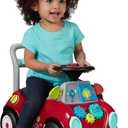 Radio Flyer Busy Buggy, for Toddlers 1-3, 3-in-1 Push Walker Ride On Car with 17 Sensory Activities, Anti-Tip Feature, Under-Seat Storage, Horn and Gears, 42 lb Capacity, Toddler Ride On Toys