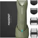 MANSPOT Manscape Trimmer for Men Ball/Pubic/Groin, Electric Body Hair Trimmer, Replaceable Ceramic Blade Heads,Waterproof for Wet/Dry Use,Standing Recharge Dock,90 Minutes Shaving After Charged(Green)