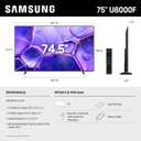 Samsung 75-Inch Class Crystal UHD U8000F 4K Smart TV (2025 Model) Endless Free Content, Processor, MetalStream Design, Knox Security, Alexa Built-in