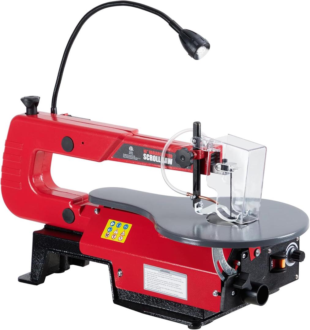 16-Inch Variable Speed Scroll Saw with Adjustable Tilt Table & LED Light, Scroll Saws for Woodworking, Perfect for Curved & Intricate Cuts