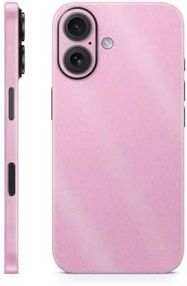 Glossy Glitter Phone Skin Compatible with Apple iPhone 16 - Solid Pink - Premium 3M Vinyl Protective Wrap Decal Cover - Easy to Apply | Crafted in The USA by MightySkins
