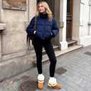 Furry Winter Boots for Women, Block Heels Snow Boot Platform Flurry Fuzzy Winter Booties Buckle Slip-On Comfort Outdoor Walking Shoes (5, Chestnut)