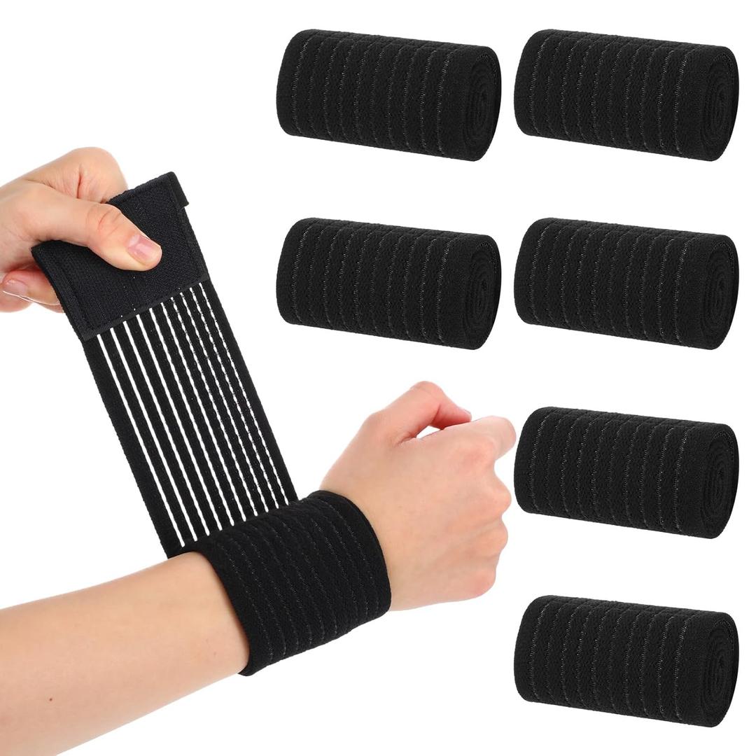 6 Pcs High-Elastic Wrist Support Straps Bandage Arm Wrap Wrists Compression Bandage Wrist Wraps Wristbands Breathable Soft Wrists Brace for Carpal Tunnel Arthritis Tendonitis Weightlifting Basketball