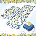 Sliner Blue 2 Pcs Lemon Kitchen Mats Lemon Kitchen Rugs for Floor Washable Soft Non Slip Carpet for Bathroom Sink Laundry Decor, 17" x 30" + 17" x 47"