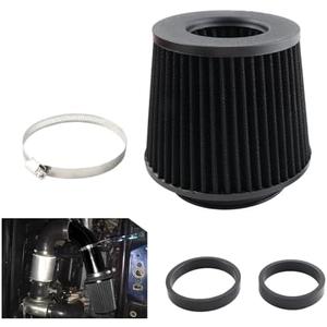 BAGARAATAN Universal Cold Air Filter，Three Different Size 76MM/3" 89MM/ 3.5"102MM/4" High Flow Round Tapered Air Intake Cone Filter Clamp-On Air Filter Compatible with car and Motorcycle