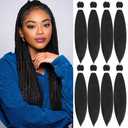 Braiding Hair Pre Stretched 20 Inch 8 Packs Pre Stretched Braiding Hair Extension For Braiding For Box Braids Hot Water Setting Soft Yaki Texture Easy To Twist(20Inch,1B)