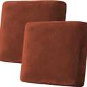 H.VERSAILTEX Velvet Stretch Couch Cushion Cover Plush Cushion Slipcover for Chair Loveseat Sofa Cushion Furniture Protector Seat Cushion Sofa Cover (2 Piece Large Sofa Cushion Covers, Rust)