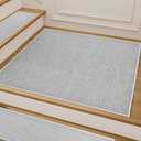 Deerly Comfortable Stair Landing Carpet Non Slip Breathable Linen Rug for Wooden Steps Peel and Stick Landing Mat Covers Indoor Absorbent with Self-Adhesive Backing 30"X30" Grey