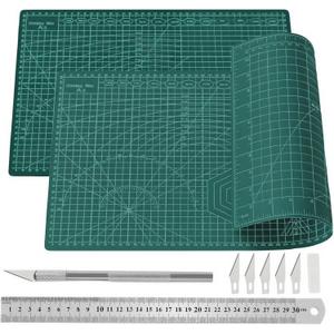 Self Healing 18"X12" Cutting Mat, A3 Sewing Mat Rotary Double Sided Thickened Mats for Crafts, for Sewing Crafts Hobby Fabric Precision Scrapbooking Project,Green 2 Pcs (No)