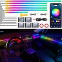 Dreamcolor Acrylic Interior Car LED Strip Light with Wireless APP, RGB 6 in 1 with 175 inches 593 LEDs Fiber Optic Strip Lights for Car, Dynamic Chasing Music Sync Neon Car Ambient Lighting Kits