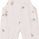 Baby Girl Overalls Corduroy with Floral Embroidery,Beige Toddler Jumpsuit Romper,Soft Overall for Girls (9-12 Months)