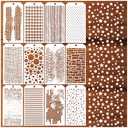 Boqon 6 Pieces Stencils for Crafts Reusable Honeycomb Polka Dot Stencils Geometry Pattern Mixed Media Stencils for Painting on Wood Paper DIY Cookie Cake Journal, white clear
