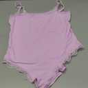 MANGOPOP Women's Cami Thong Bodysuit Double Lined Square Neck Backless Body Suit Adjustable Spaghetti Strap Tank Tops, M