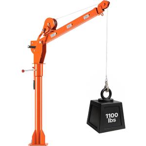 VEVOR Truck Crane, 1100 lbs Manual Pickup Truck Crane with Hand Winch, 360 Rotating Telescopic Boom, Premium Galvanized Steel, Foldable Pickup Bed Jib for Machine Lumber Attic Heavy Load Lifting