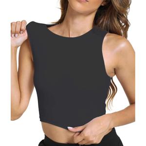 Sports Bras for Women Removable Padded Athletic Yoga Running Crop Tops Sleeveless Gym Workout Tops (X-Large, Black)