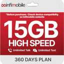 $12.50/Month | Infimobile Prepaid Unlimited Plan: 12 Months | 15GB High-Speed Data Per Month | Unlimited Data Talk & Text | Prepaid Plan Service SIM Card | Nationwide Coverage | 4G, 5G Network
