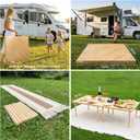 60"x30" Portable Boho Wooden Low Folding Picnic Table for Indoor Outdoor, Diagonal Stripe 60*30inch