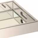 Deco 79 Wooden Living Room Decor Tray Mirrored Ottoman Tray, Serving Tray 18" x 14" x 3", Silver