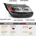 FIONE for Ford Explorer Headlight Assembly 2016 2017 2018 [Halogen Model] Right Passenger Side RH Replacement Chrome Housing Headlamp W/LED DRL