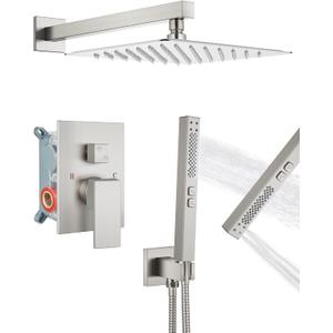 Shower Faucet Set 12-Inch Rain Shower System Brushed Nickel