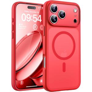 TOCOL for Phone 17 Pro Case, Full Camera Protection, Built-in Magnetic Ring, Compatible with Magsafe Charger, Drop Protection, Translucent Matte Phone Case for Phone 17 Pro 6.3 inch (Red)