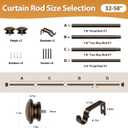 TONIAL Curtain Rods 32 to 58 Inch(2.6-4.8ft), Telescoping Splicing 3/4 Drapery Rods for Windows 20 to 53 Inch(1.7-4.4ft)32 to 58 Inch Decorative Single Rod with Small Cap Finial, Bronze