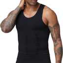 Men's Compression Shirt Slimming Body Shaper Vest Tank Tops Workout Abs Abdomen Undershirts (M)