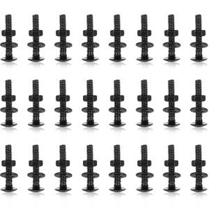 Zonon 25 Sets 1/4-20 x 1-1/2" Stainless Steel Carriage Bolts and Nuts Kit Round Head Square Neck Carriage Bolts Screws and Hex Nuts and Flat Washers, Stainless 18-8 Full Thread Coverage (Black)