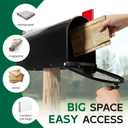 BlissBoard Mailboxes for Outside, Galvanized Steel Medium Black Metal Mailbox, 20 x 8.7 x 6.7 Inches