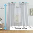 HLC.ME 2 Piece Semi Sheer Voile Drapery Window Curtain Grommet Panels for Bedroom (54" W x 95" L, Silver Grey)