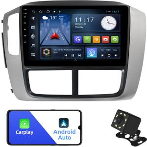 2+32G Android 12 Double Din Car Stereo for Honda Pilot 2006-2008 with 9 Inch Touchscreen Radio Built-in Wireless Carplay/Android Auto/GPS/Bluetooth/FM/AUX-in/Steering Wheel Controls/Backup Camera