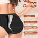 BAMBOO COOL Womens Period Underwear High Waisted Leakproof Postpartum Maternity Panties Soft Breathable Absorbent,3 Pack (Black, XXL)