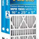 Filtrete 16x25x5 AC Furnace Air Filter, MERV 13, MPR 1900, Premium Allergen, Bacteria & Virus Filter, Electrostatic Air Cleaning Filter, 2-Pack (Actual Size 15.75 x 24.13 x 4.88 in)