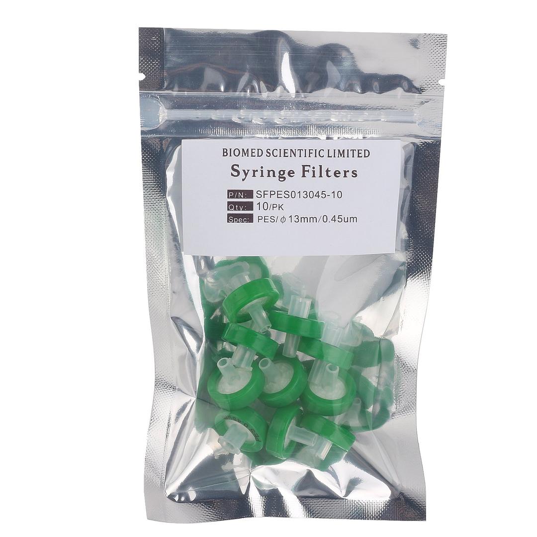 2 x Syringe Filters PES (Polyethersulfone) 13mm Diameter 0.45 um Pore Size Non Sterile Pack of 10