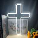 Jesus Christ Cross Neon Signs, Cross Jesus Neon Sign Light Home Decoration, Wall Mounted God Holy Jesus Crosses for Home Weddings Party Meditation Easter Present Decoration White