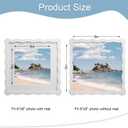8x8 Picture Frame with Mat for 6x6, Wavy Edge Wooden Real Glass Photo Frame for Tabletop and Wall Hanging, White, 1 Pack