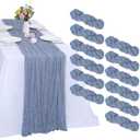 RestfulGlow 12 Pack Dusty Blue Cheesecloth Table Runner 10FT Cheese Cloth Boho Gauze Fabric Table Runner 35 x 120 Inch Rustic Sheer for Holiday Wedding Decor Baby Shower Party Decoration(Dusty Blue)