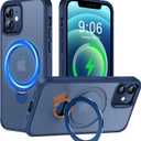 Multi-in-1 [Magnetic+ Kickstand+ Ring Holder] for iPhone 12/12 Pro Case, Compatible with MagSafe, 360 Rotatable Stand with Military Shockproof Silicone Frame Protection Magnetic Cover, Blue