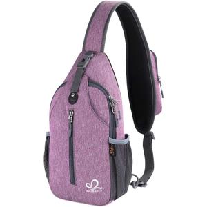 WATERFLY Crossbody Sling Backpack Sling Bag Travel Hiking Chest Bag Daypack (Purple) (Small)