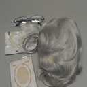 LETIME Old Lady Wig Grandma Wig Costume for Women Adult Halloween Granny Outfit with Glasses, Pearl Necklace & Accessories for Cosplay Dress Up Party