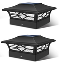 Solar Post Cap Lights Outdoor 2 pack, Waterproof Solar Powered Deck Fence Post Lights for 4x4 Wood/Vinyl Posts, Solar Outdoor LED Light with Cool/Warm Lighting Decorate Garden Patio Porch (Black)