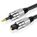 TNP Premium Mini Toslink to Toslink Digital Optical Audio Cable (15 Feet) - Standard Toslink to Mini Toslink Male Plug Connector Adapter Converter Jack Wire Cord