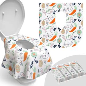 Relyo Disposable Toilet Seat Cover for Travel 20 Pack with Covers Wrapped in Sets of 2, Non-Flushable Liners, Fits Most Seats Kids, Toddlers, Adults (Bunny, 20)