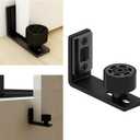 Sliding Barn Door Floor Guide Doors Bottom Wall Mount Adjustable Roller Double Wheel No Punching Required System 2 Pack Black, Smoothly and Quietly